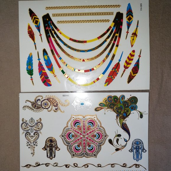 3 sheets Golden Silver Temporary Tattoo - Picture 3 of 14